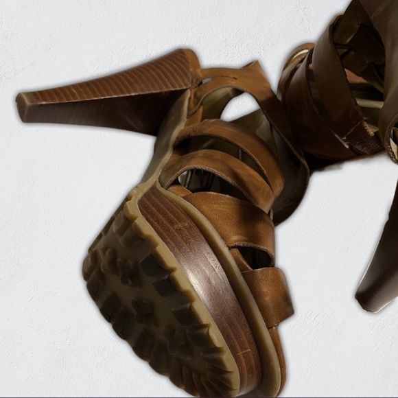 Guess Shoes - 8.5 Leather Strappy Platform Heels by GUESS